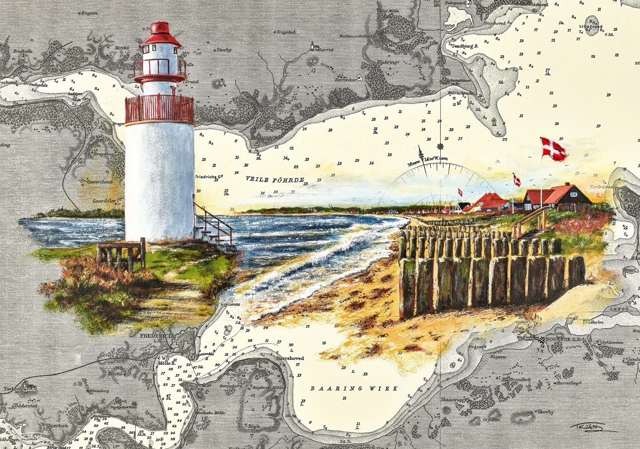 Dänemark Juelsminde, Leuchtturm Staksrode & Fischerhäuser bei Björnsknude