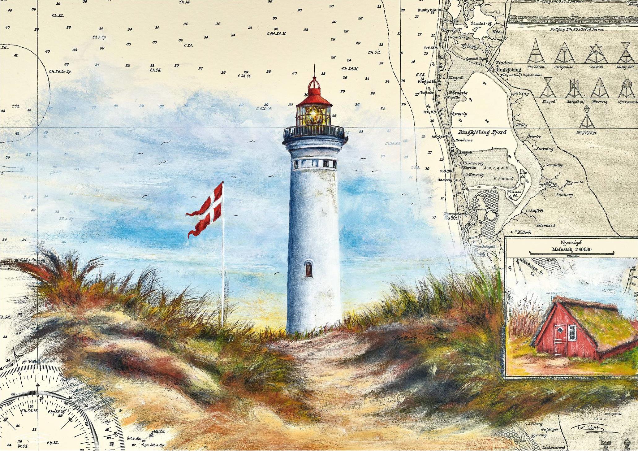 Dänemark Hvide Sande, Leuchtturm „Lyngvig Fyr“ & Degamle Fiskerhüt bei Nymindegrab