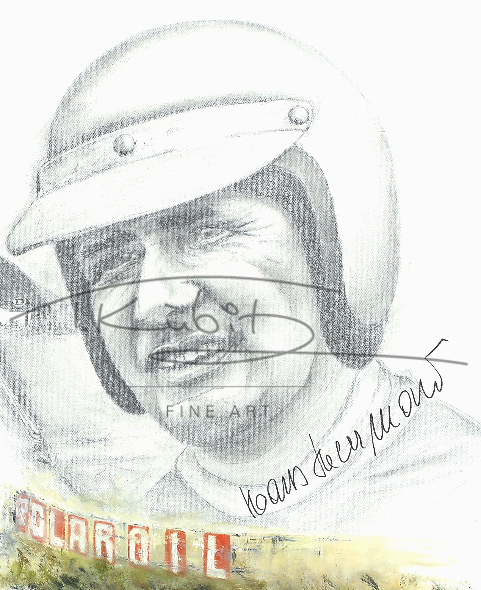 Hans Herrmann `Sieg in Le Mans 1970` mit Originalsignatur des Rennfahrers