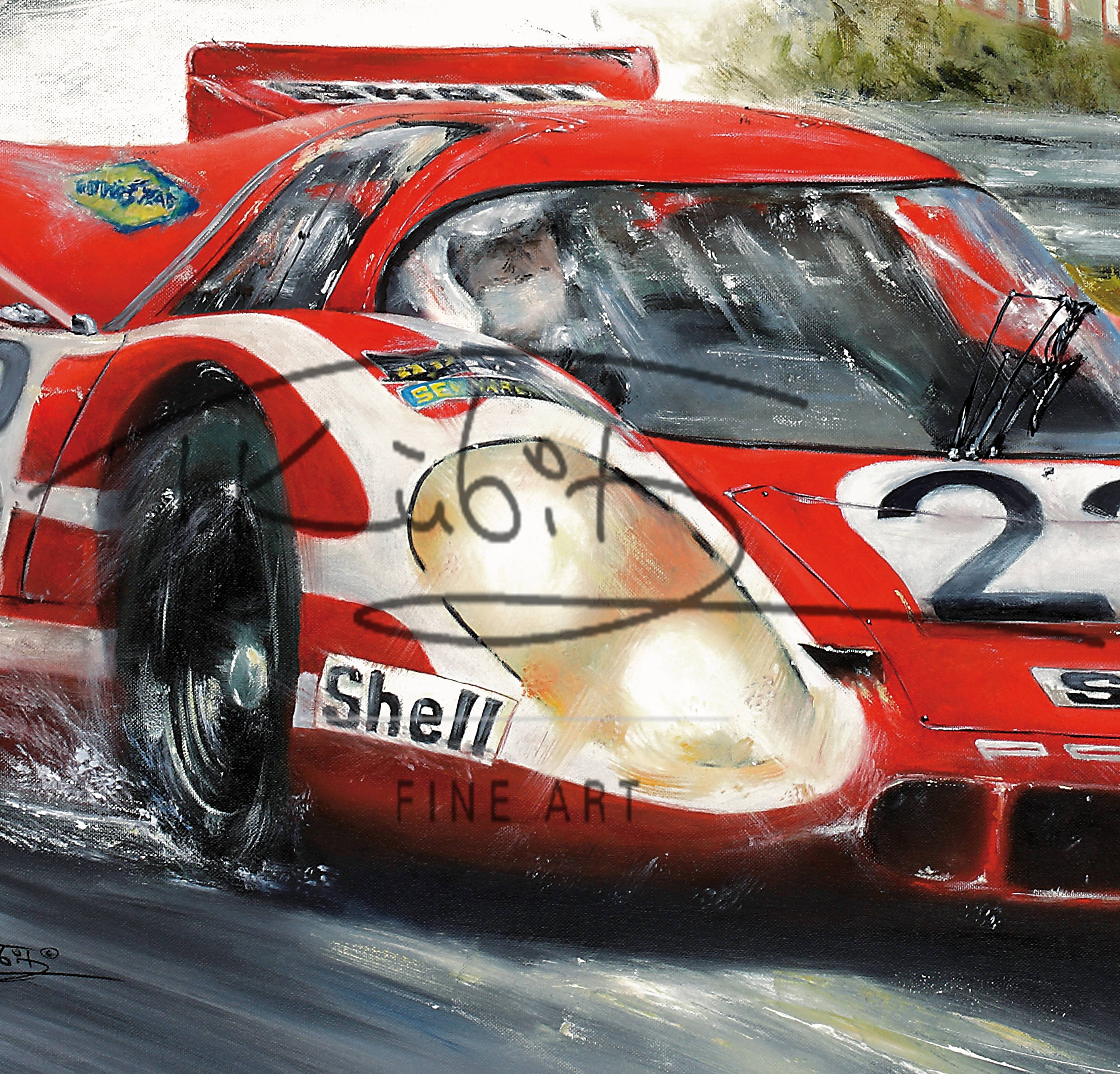 Hans Herrmann `Sieg in Le Mans 1970` mit Originalsignatur des Rennfahrers